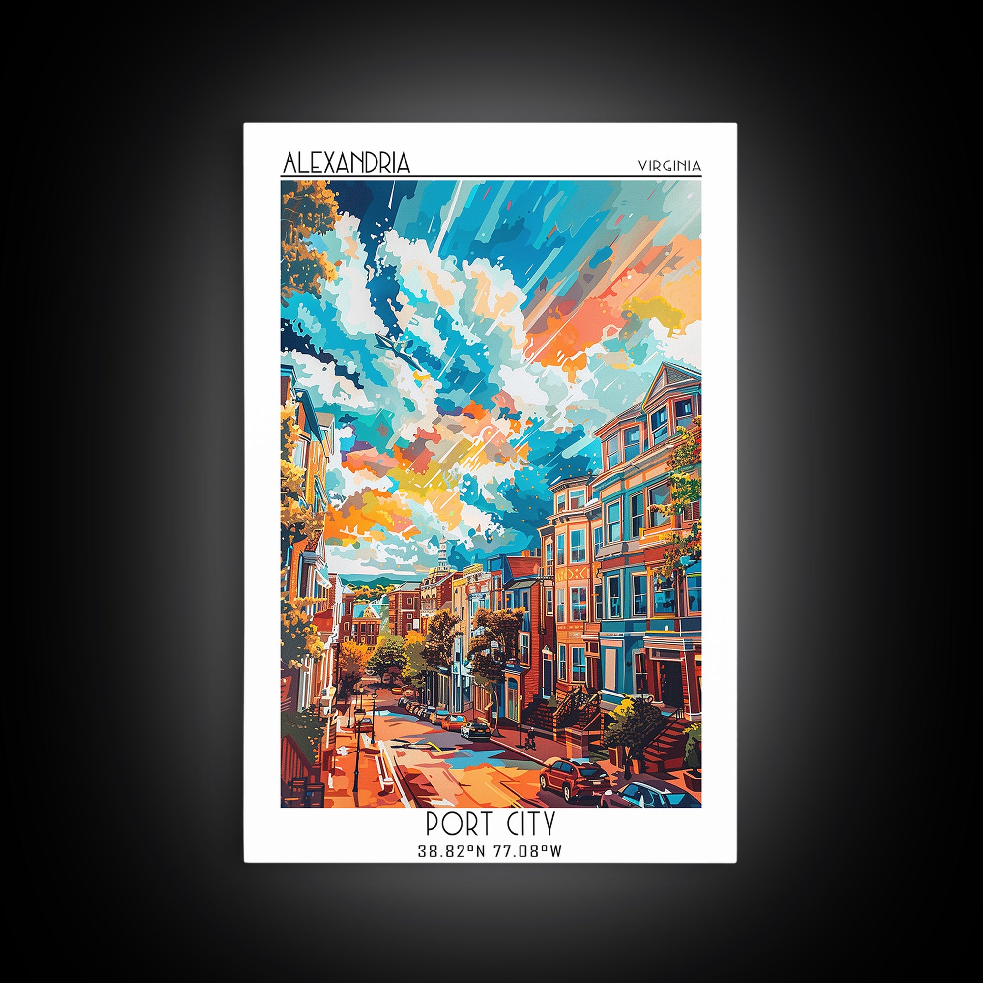 Alexandria Travel Poster, Framed Canvas Print, Vintage Travel Print, City Wall Art, Travel Wall Art, City Illustration, Poster Print