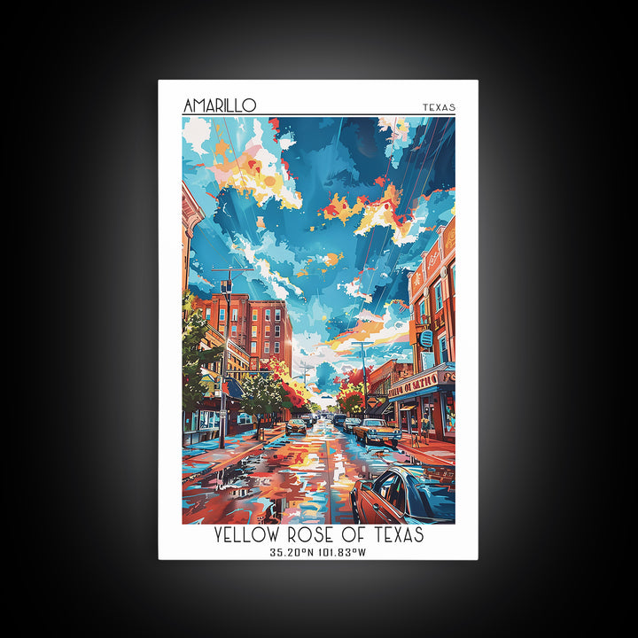Amarillo Travel Poster, Canvas Print, City Travel Poster, Vintage City Poster, Vintage Travel Print, Travel Wall Art, City Art Print