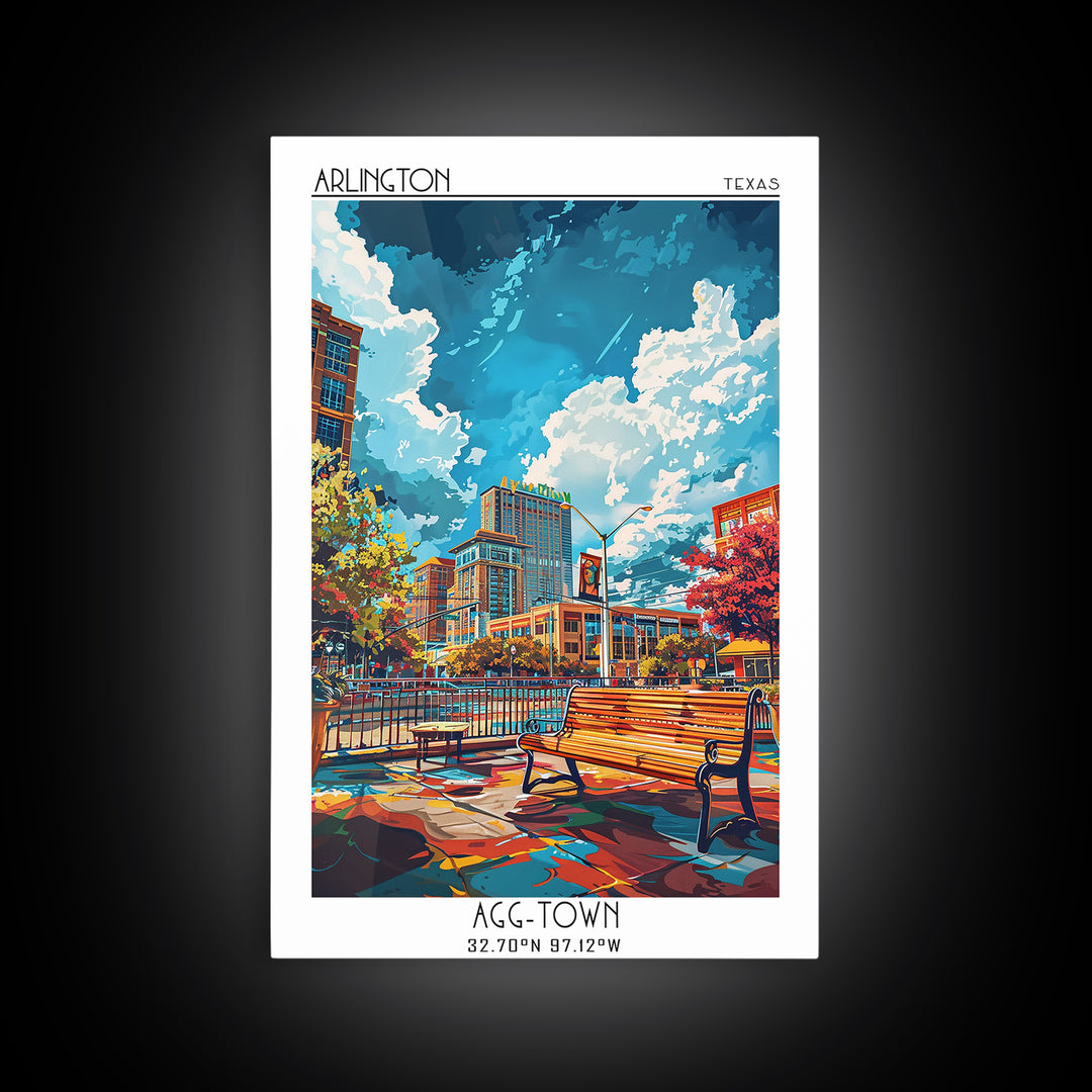 Arlington Travel Poster, Framed Canvas Print, Travel Prints, Landscape Art, Travel Wall Art, Watercolor Cityscape, Travel Wall Decor