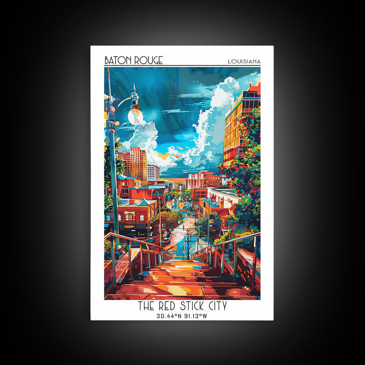 Baton Rouge Travel Poster, Canvas Print, Travel Wall Art, City Wall Art, Landscape Art, Vintage Travel Art, Poster Print, Poster Art