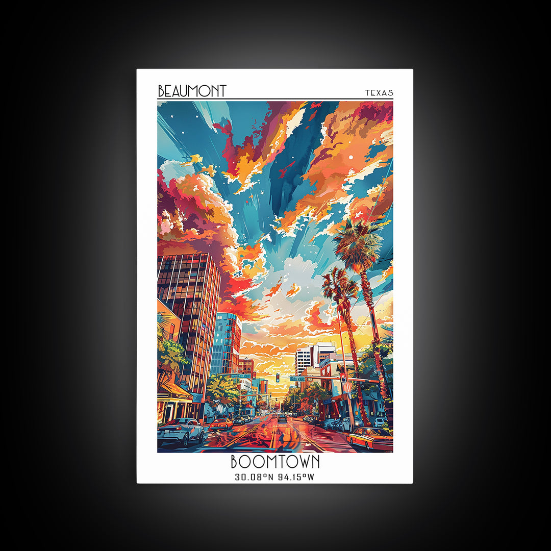 Beaumont Travel Poster, Canvas Print, Retro Wall Art, Travel Print, City Art Print, Art Print, Mid Century Wall Art, Vintage Posters
