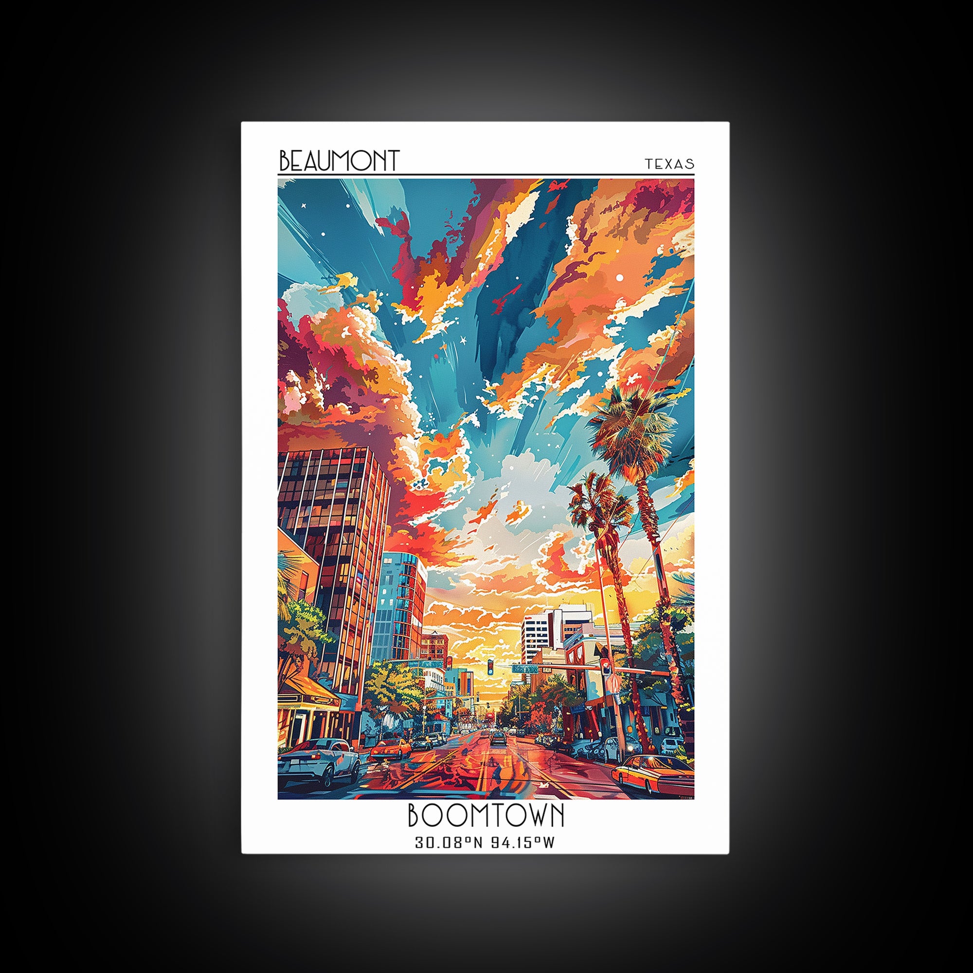 Beaumont Travel Poster, Canvas Print, Retro Wall Art, Travel Print, City Art Print, Art Print, Mid Century Wall Art, Vintage Posters