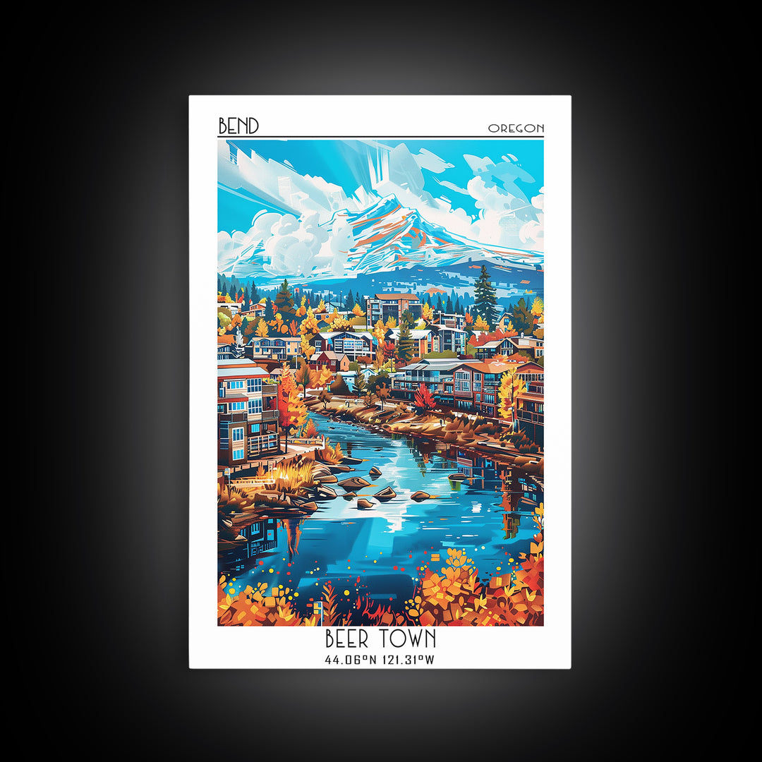 Bend Travel Poster, Canvas Print, City Art Print, Travel Wall Art, Minimalist Poster, Vintage City Poster, Wall Art, Vintage Posters