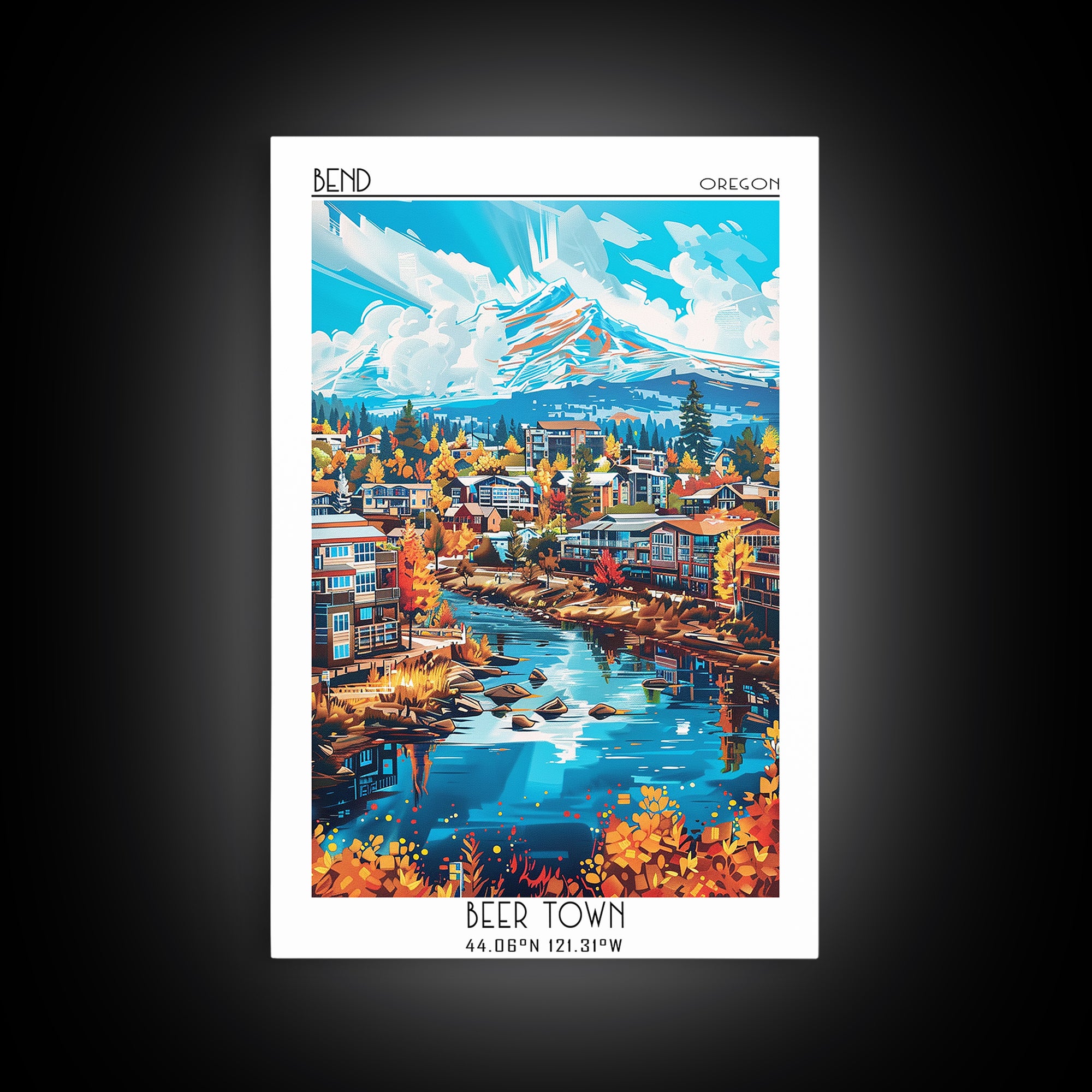 Bend Travel Poster, Canvas Print, City Art Print, Travel Wall Art, Minimalist Poster, Vintage City Poster, Wall Art, Vintage Posters