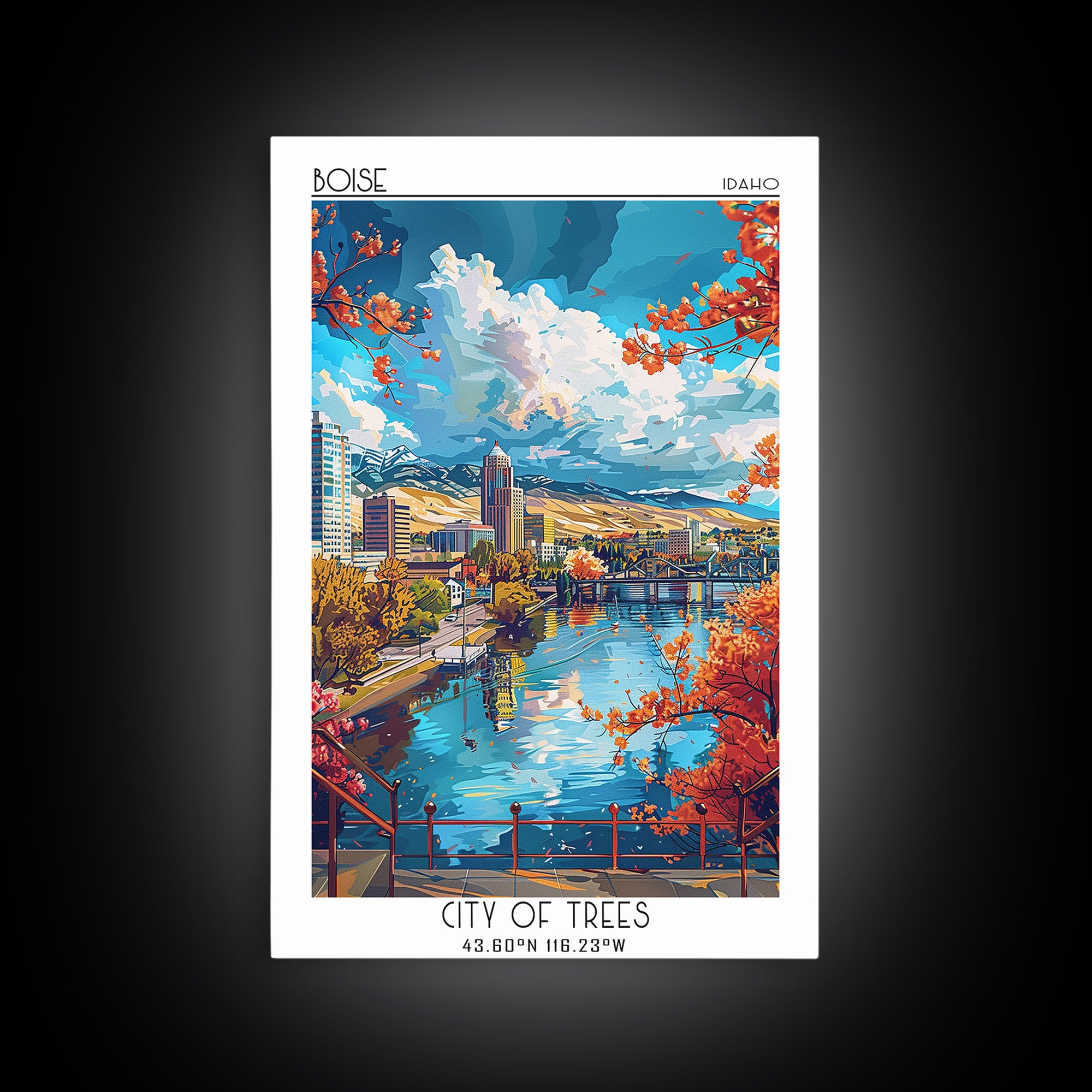 Boise Travel Poster, Canvas Print, City Travel Poster, Vintage City Poster, Vintage Travel Print, Retro Wall Art, Retro Travel Print