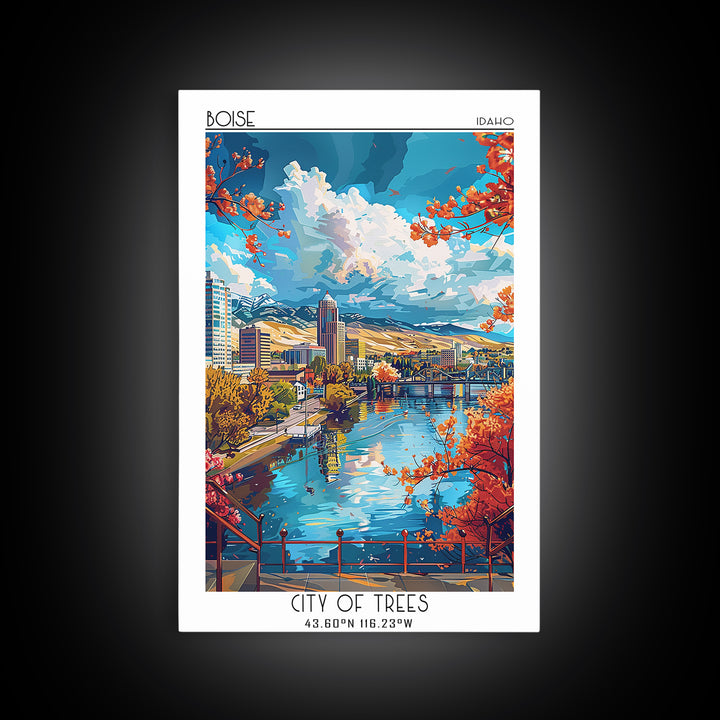 Boise Travel Poster, Canvas Print, City Travel Poster, Vintage City Poster, Vintage Travel Print, Retro Wall Art, Retro Travel Print