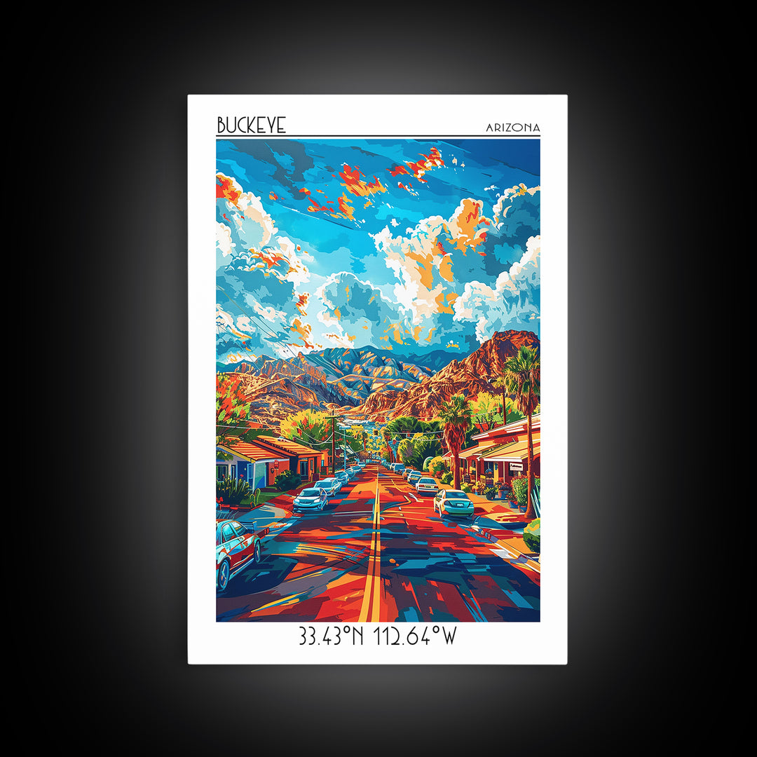 Buckeye Travel Poster, Canvas Print, Travel Prints, Landscape Art, Art Print, Vintage Travel Art, Retro Wall Art, Retro Travel Print