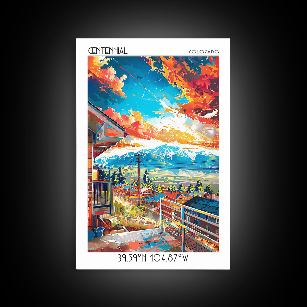 Centennial Travel Poster, Framed Canvas Print, City Travel Poster, Travel Wall Decor, Retro Travel Print, Poster Art, Retro Wall Art