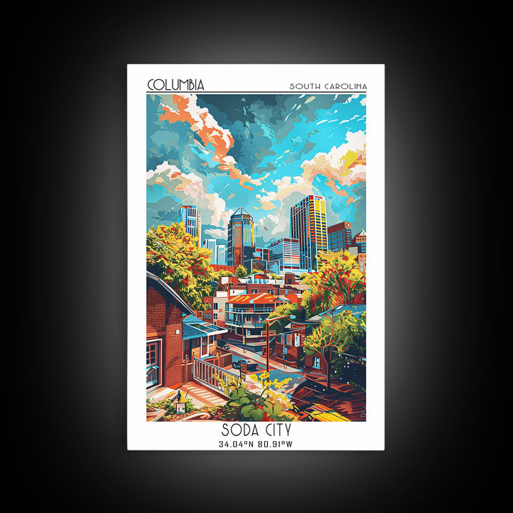 Columbia Travel Poster, Framed Canvas Print, City Travel Poster, Travel Wall Art, Gallery Wall Set, Fine Art Print, Travel Art Print