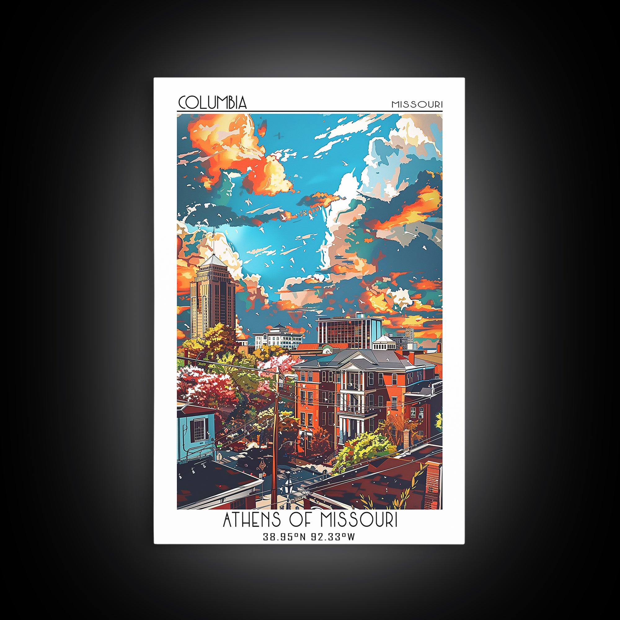 Columbia South Carolina Travel Poster, Canvas Print, City Travel Poster, Vintage City Poster, City Illustration, Retro Travel Poster