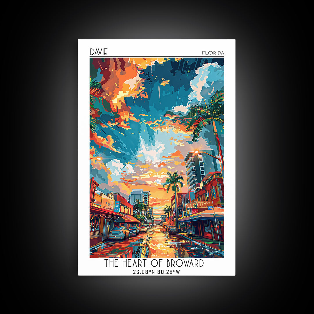 Davie Travel Poster, Framed Canvas Print, Retro Travel Poster, City Wall Art, Retro Travel Print, City Travel Poster, Retro Wall Art