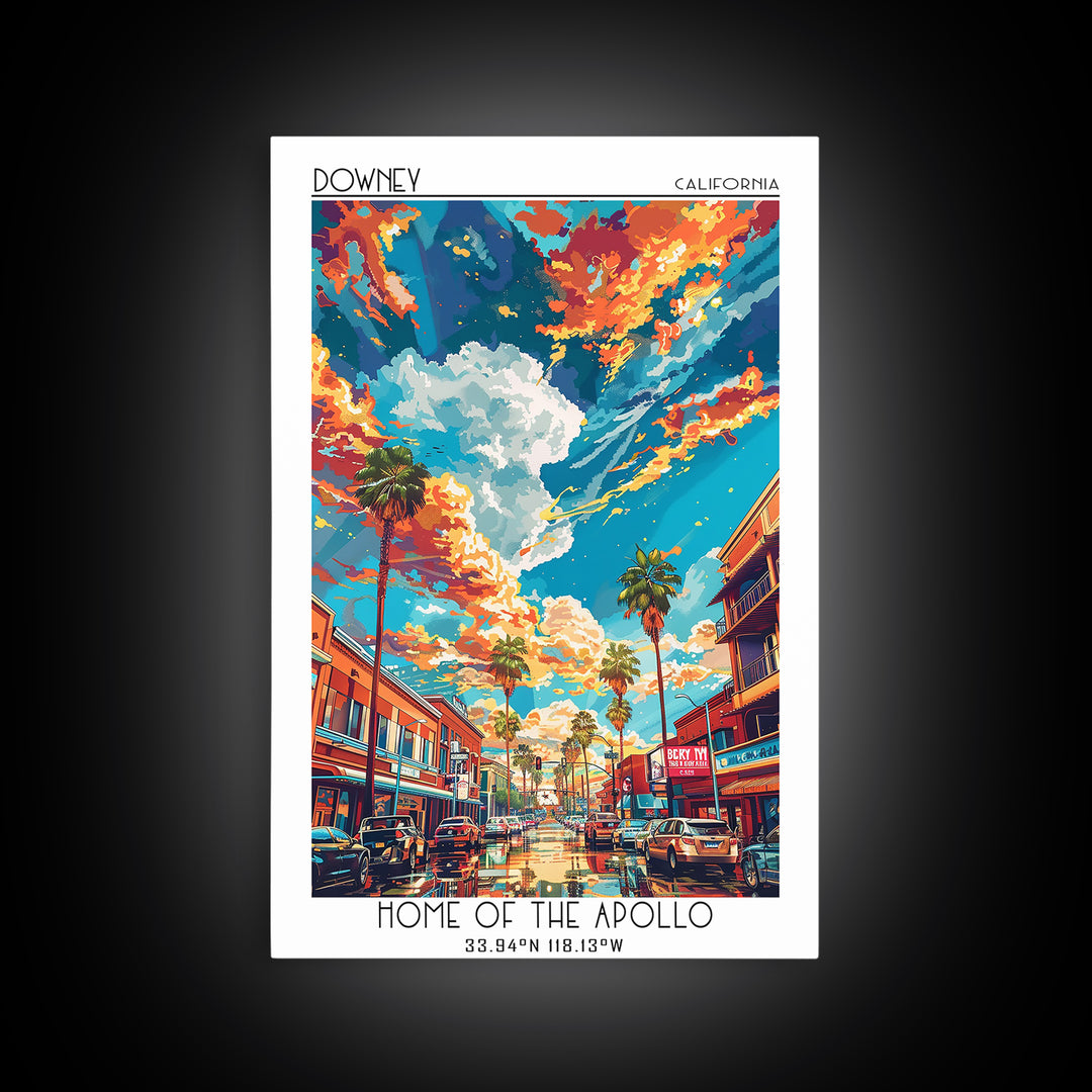 Downey Travel Poster, Canvas Print, City Travel Poster, Travel Wall Decor, Art Print, Travel Posters, City Wall Art, Travel Wall Art