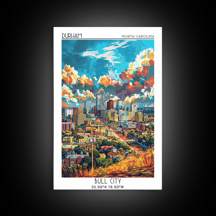 Durham Travel Poster, Framed Canvas Print, Retro Travel Poster, City Wall Art, Retro Travel Print, Vintage Travel, Minimalist Poster