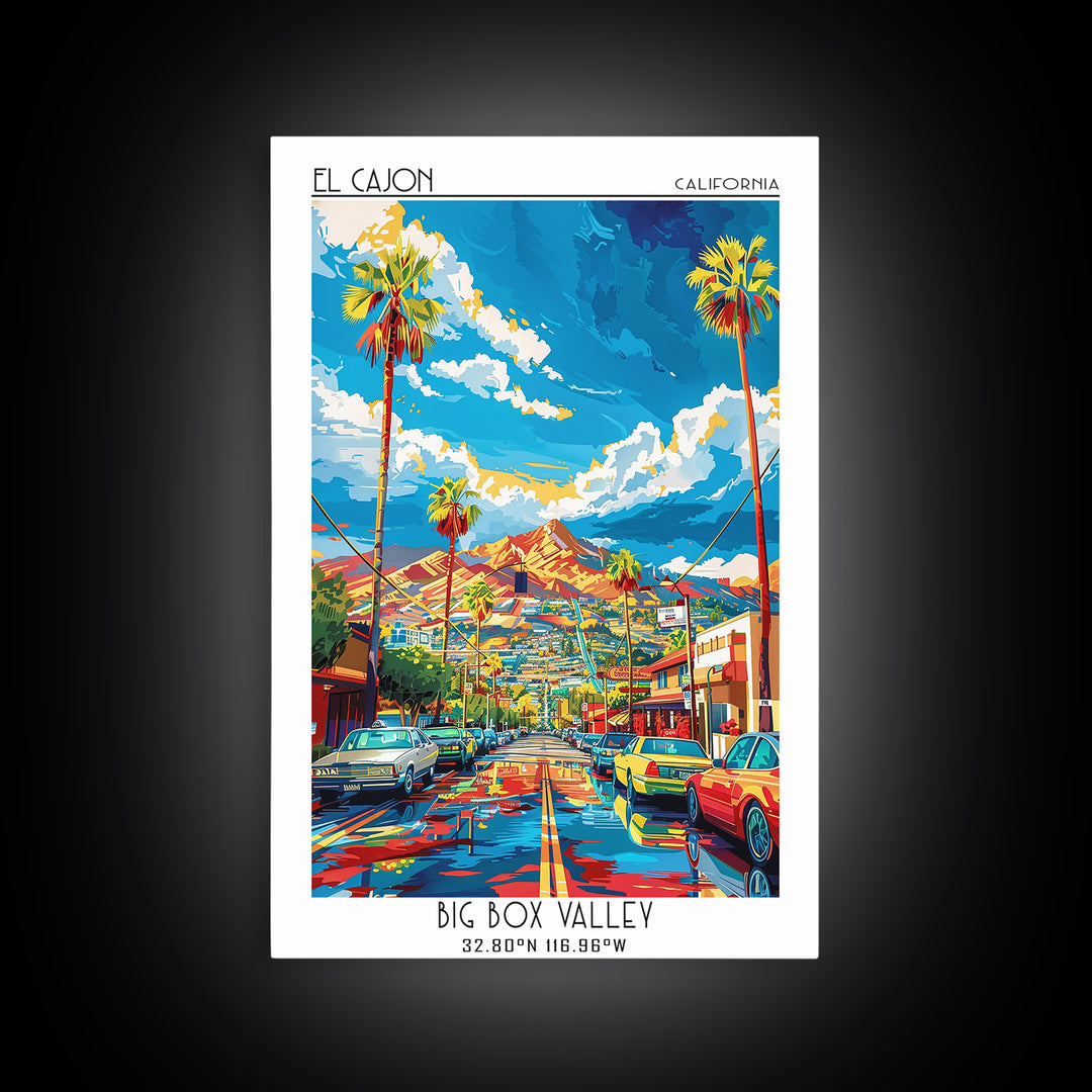 El Cajon Travel Poster, Canvas Print, Retro Travel Poster, City Wall Art, Poster Print, Art Print, Landscape Art, City Travel Poster