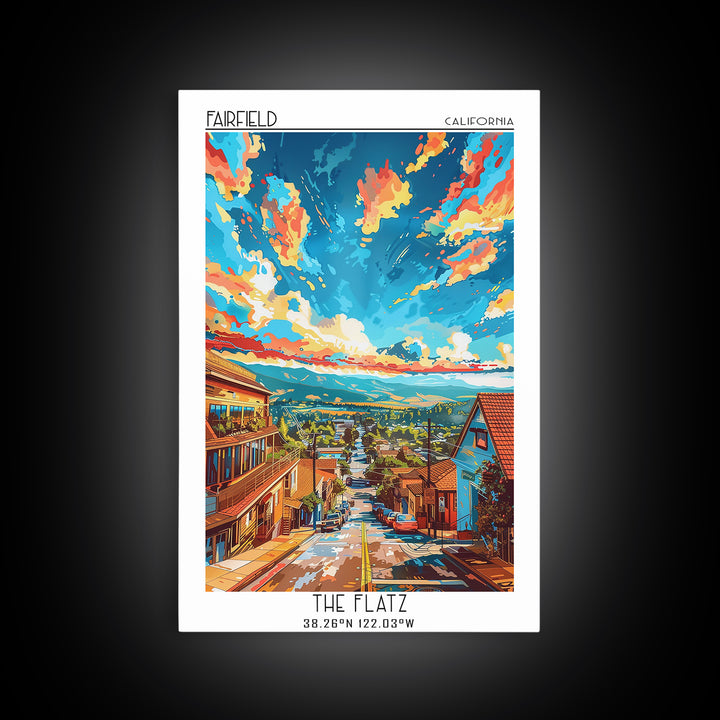Fairfield Travel Poster, Framed Canvas Print, Poster Print, Travel Wall Art, Wanderlust Gift, Colorful Wall Art, Retro Travel Poster
