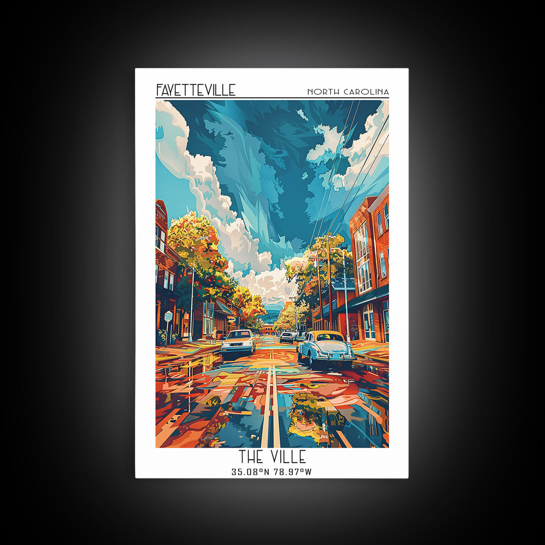 Fayetteville Travel Poster, Framed Canvas Print, Travel Wall Decor, Minimalist Poster, Art Print, City Art Print, City Travel Poster