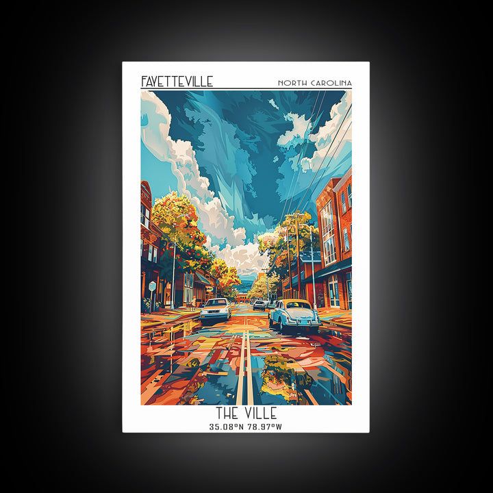 Fayetteville Travel Poster, Framed Canvas Print, Travel Wall Decor, Minimalist Poster, Art Print, City Art Print, City Travel Poster