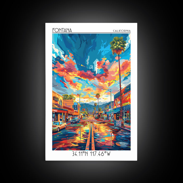 Fontana Travel Poster, Canvas Print, Poster Print, Travel Wall Art, Living Room Wall Art, Landscape Art, Wanderlust Gift, Home Decor