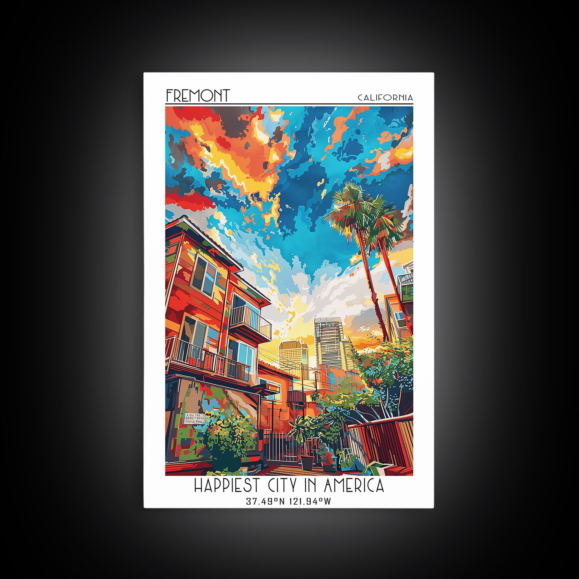 Fremont Travel Poster, Canvas Print, Vintage Travel Print, City Wall Art, Vintage Posters, Living Room Wall Art, Retro Travel Poster