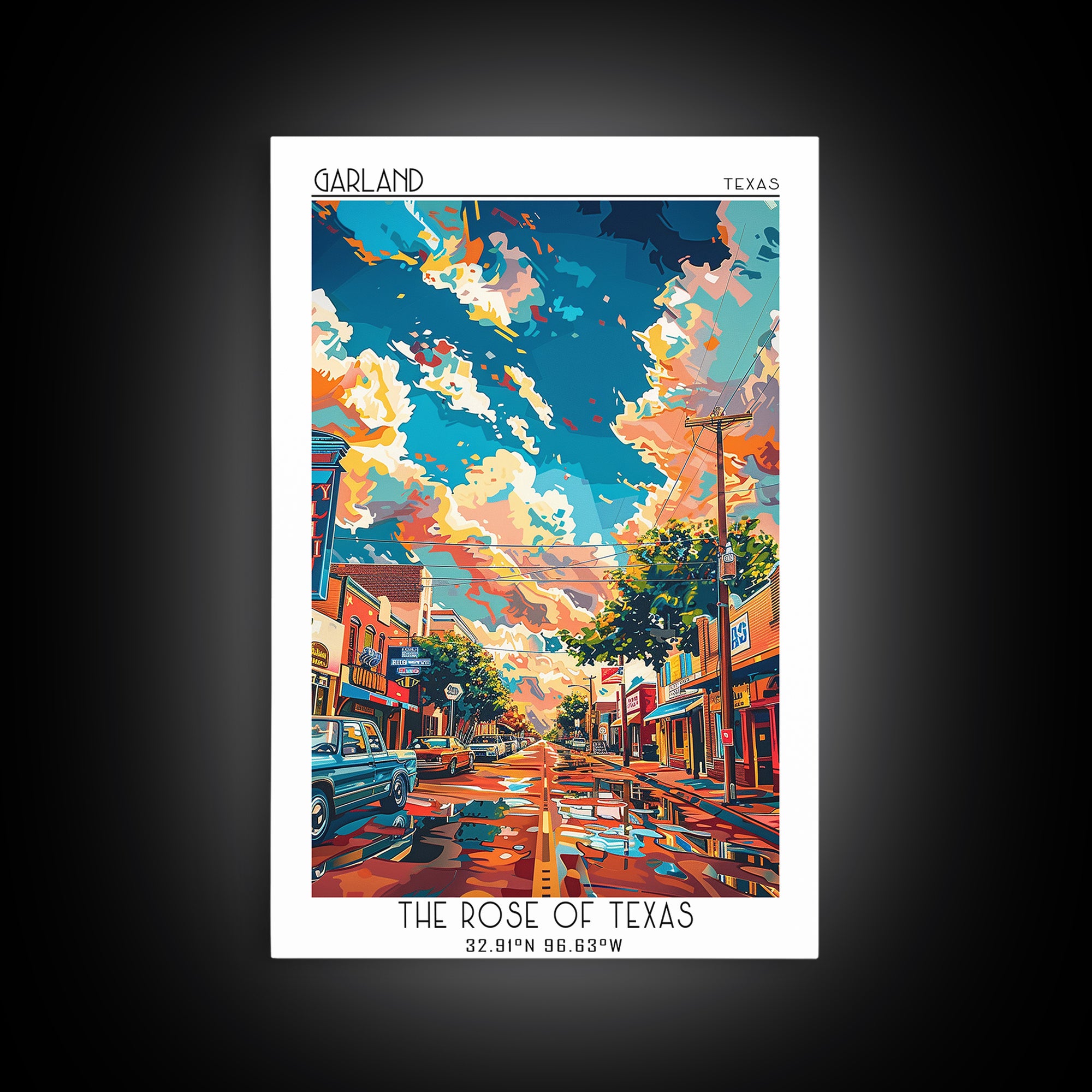 Garland Travel Poster, Canvas Print, City Travel Poster, Travel Wall Decor, Gallery Wall Set, Travel Art Print, Mid Century Wall Art
