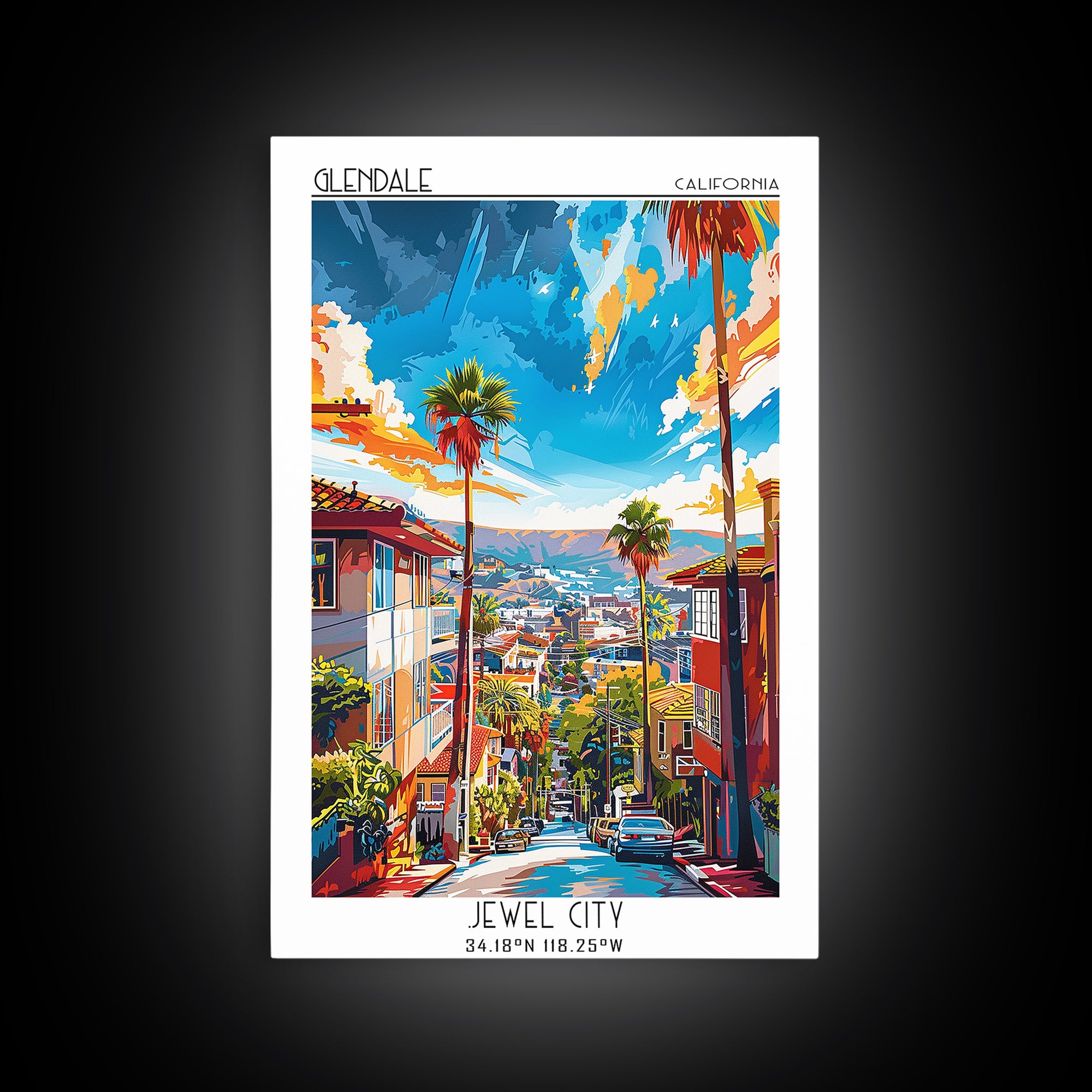 Glendale California Travel Poster, Canvas Print, Travel Art Print, Modern Wall Decor, Minimalist Poster, Travel Print, Travel Prints
