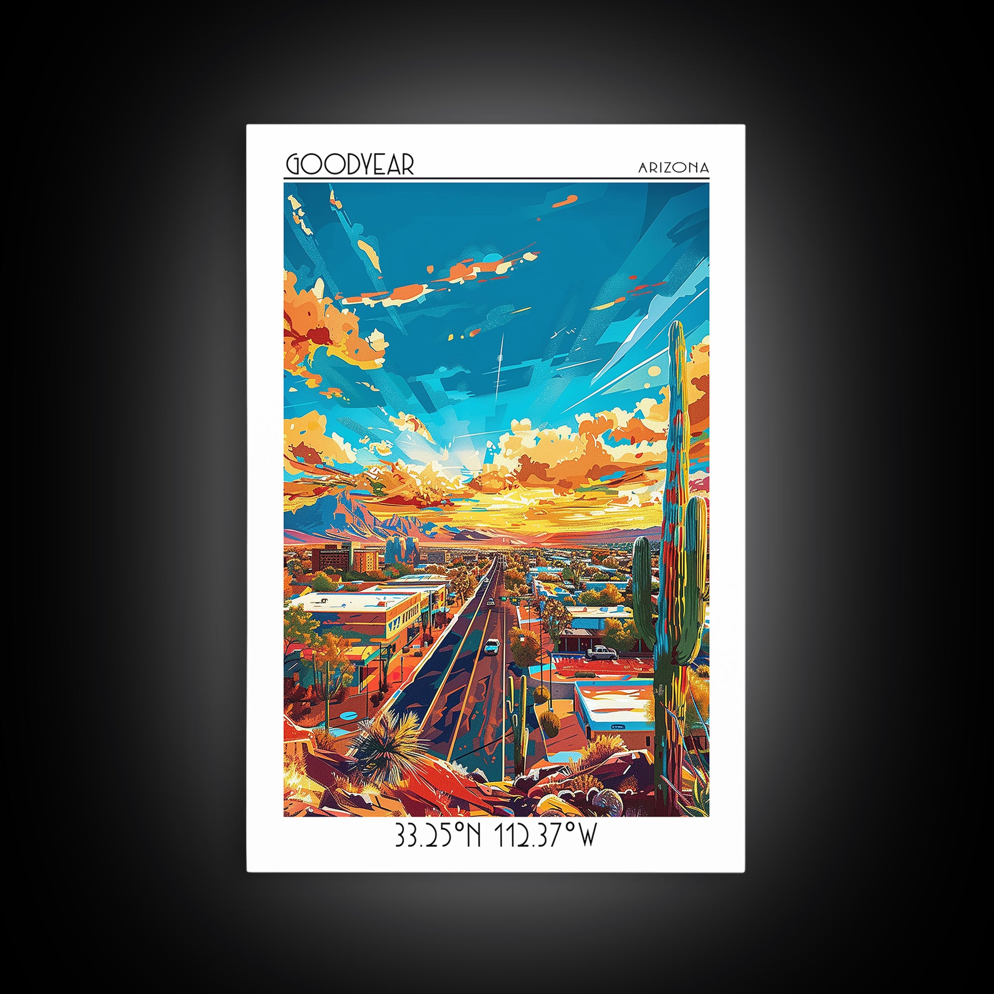 Goodyear Travel Poster, Framed Canvas Print, City Travel Poster, Travel Wall Art, Travel Print, Vintage Travel Print, Vintage Travel