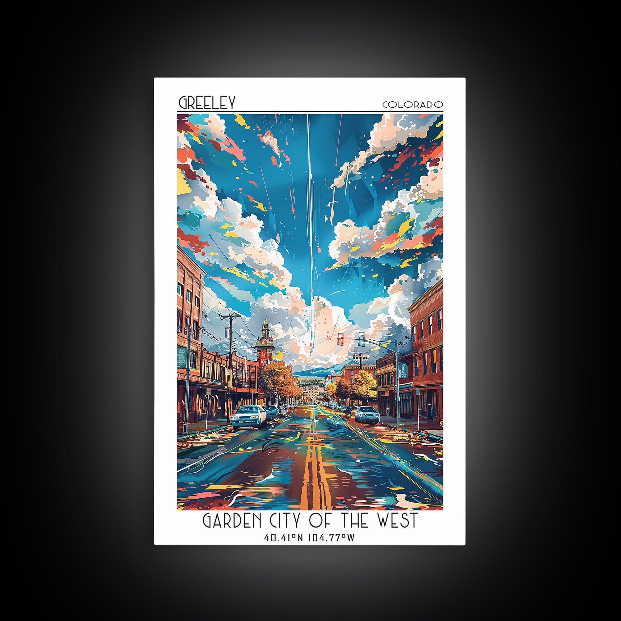 Greeley Travel Poster, Framed Canvas Print, City Travel Poster, Travel Wall Decor, Travel Print, Travel Art Print, Home Office Decor