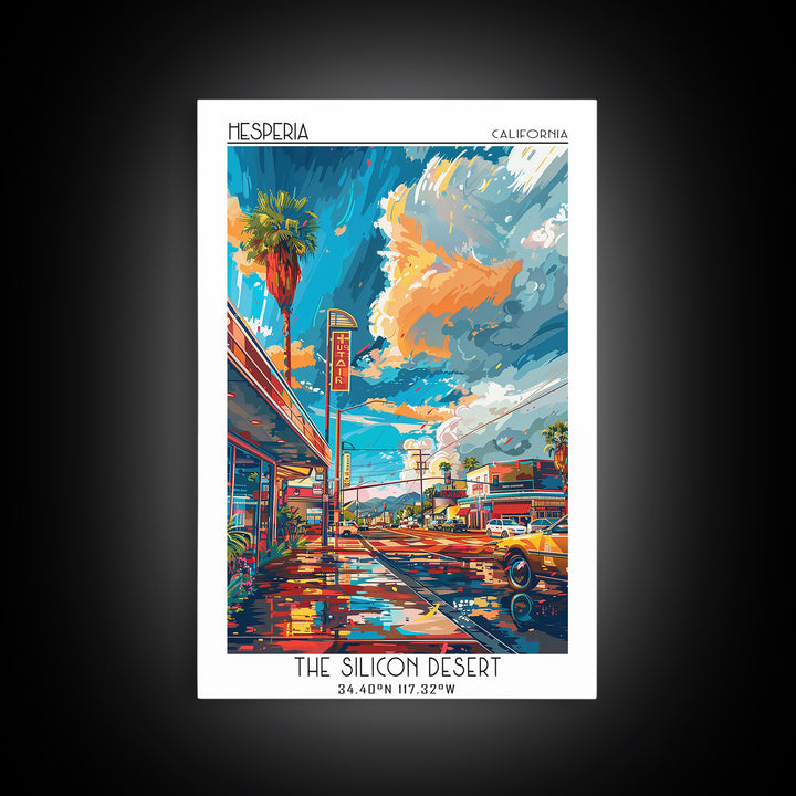 Hesperia Travel Poster, Canvas Print, Vintage Travel Print, City Wall Art, Vintage Travel Art, Wanderlust Gift, Living Room Wall Art