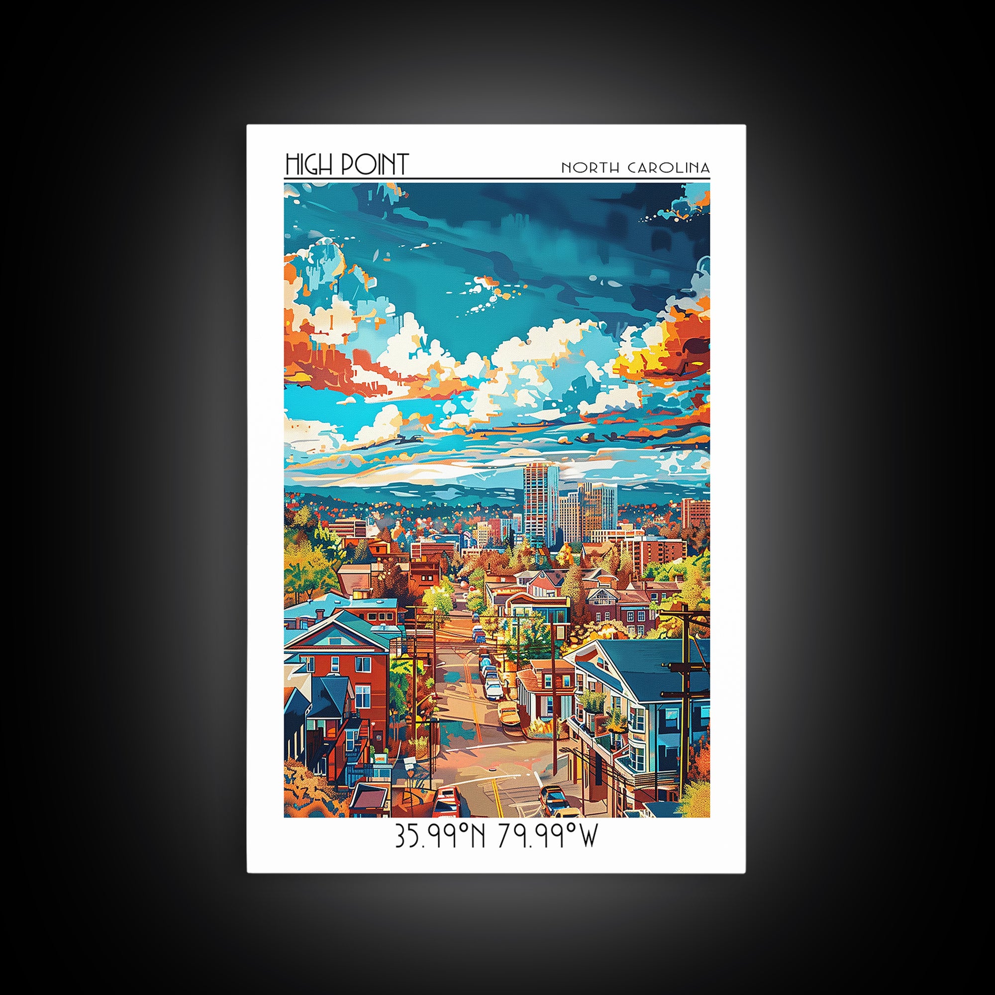 High Point Travel Poster, Framed Canvas Print, Retro Wall Art, Travel Print, Travel Art Print, Art Print, Poster Art, Fine Art Print