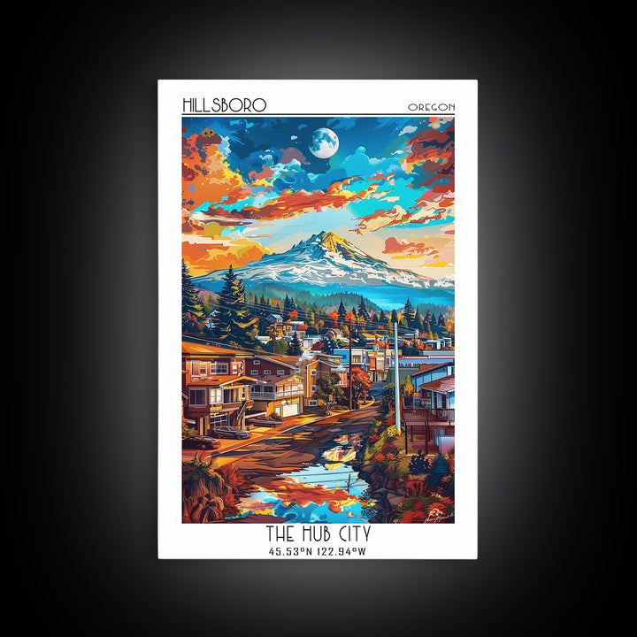 Hillsboro Travel Poster, Canvas Print, Poster Print, Travel Wall Art, Travel Art Print, Retro Wall Art, Art Print, Home Office Decor