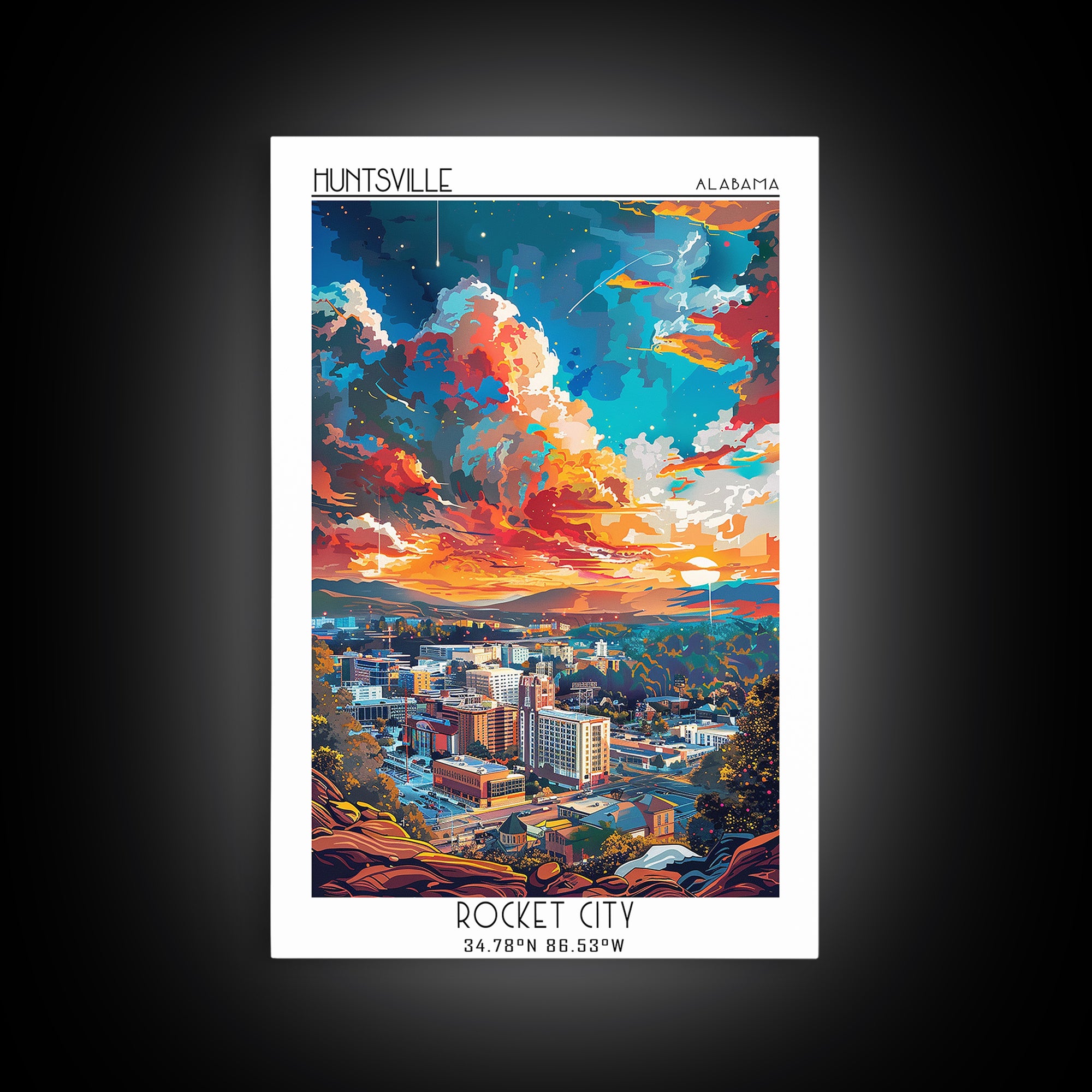 Huntsville Travel Poster, Canvas Print, Retro Wall Art, Travel Print, Retro Travel Print, Mid Century Wall Art, Vintage Travel Print