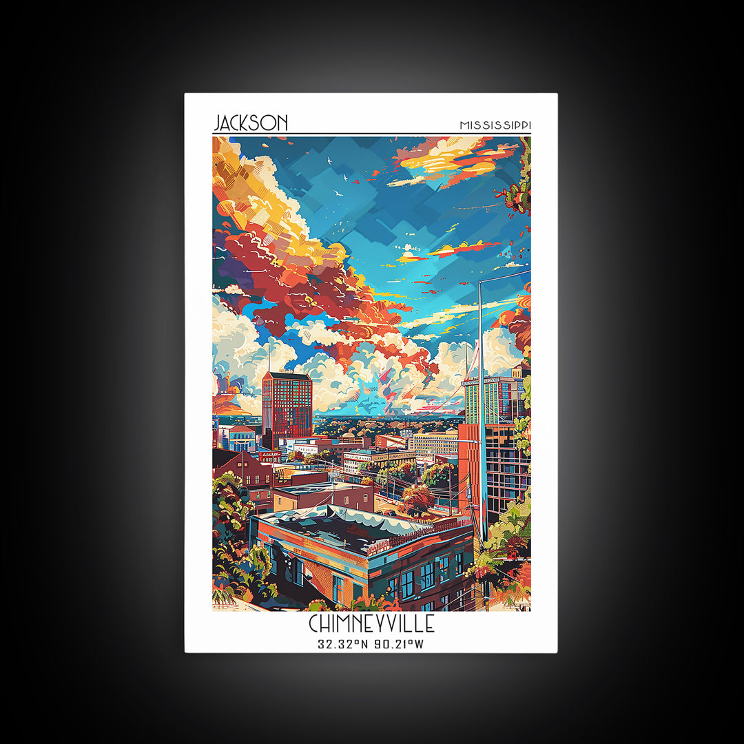 Jackson Travel Poster, Framed Canvas Print, Retro Travel Poster, City Wall Art, Vintage Posters, Wanderlust Gift, Retro Travel Print