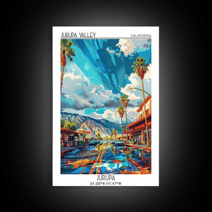 Jurupa Valley Travel Poster, Framed Canvas Print, Retro Travel Poster, City Wall Art, Travel Print, Gallery Wall Set, Travel Posters