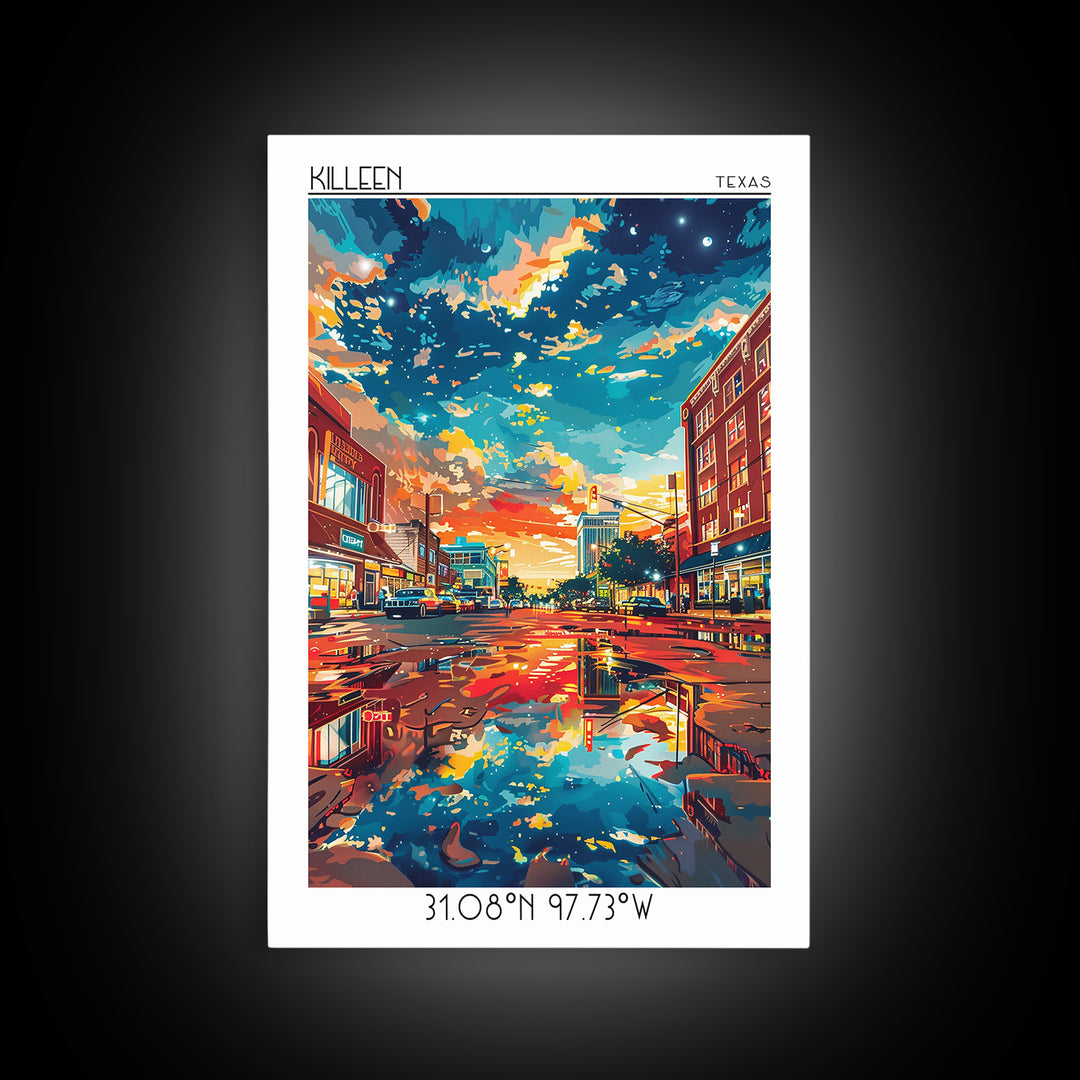 Killeen Travel Poster, Canvas Print, City Art Print, Travel Wall Art, Art Print, Home Office Decor, Landscape Art, Minimalist Poster