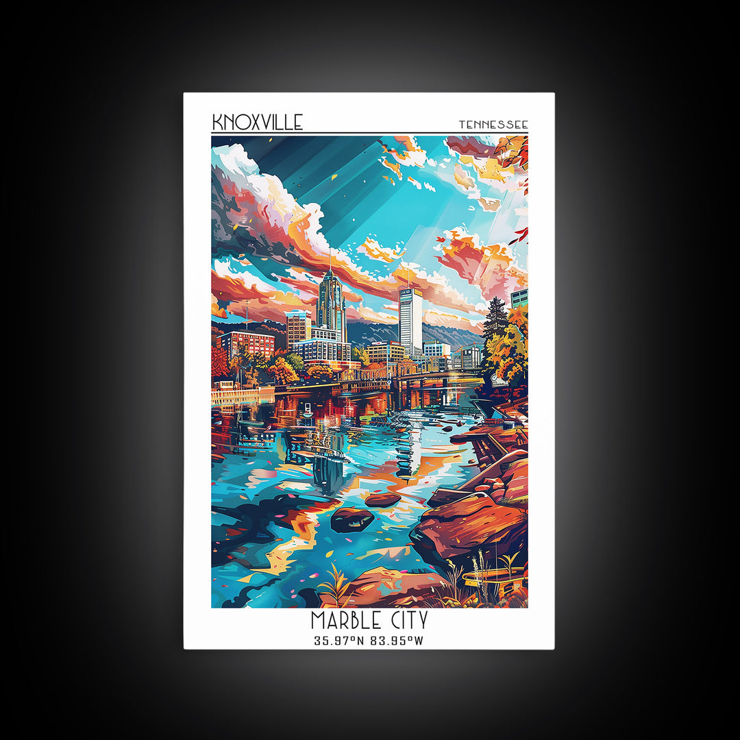 Knoxville Travel Poster, Framed Canvas Print, Poster Print, Travel Wall Art, Travel Posters, City Illustration, Living Room Wall Art