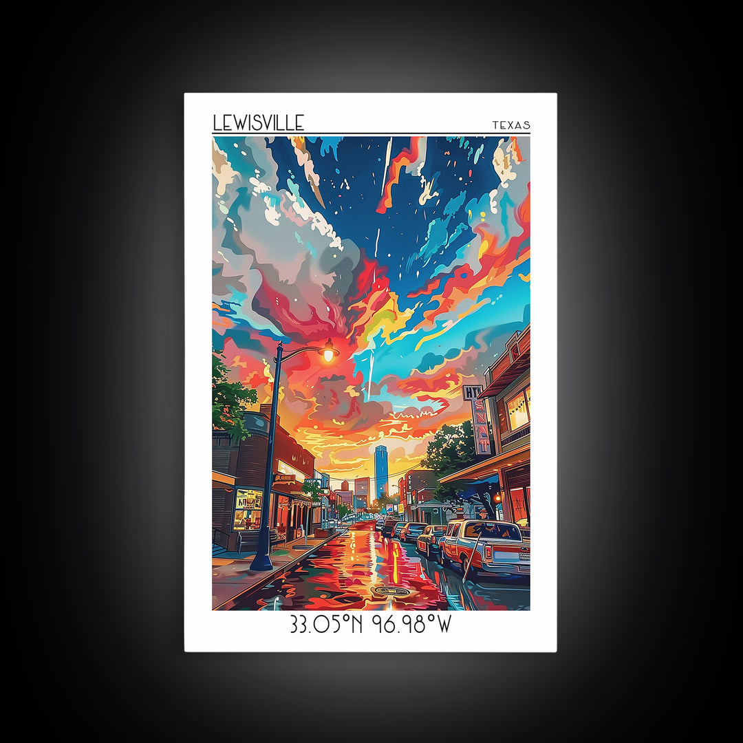 Lewisville Travel Poster, Canvas Print, Retro Wall Art, Travel Print, City Travel Poster, Art Print, Vintage Poster, Vintage Posters