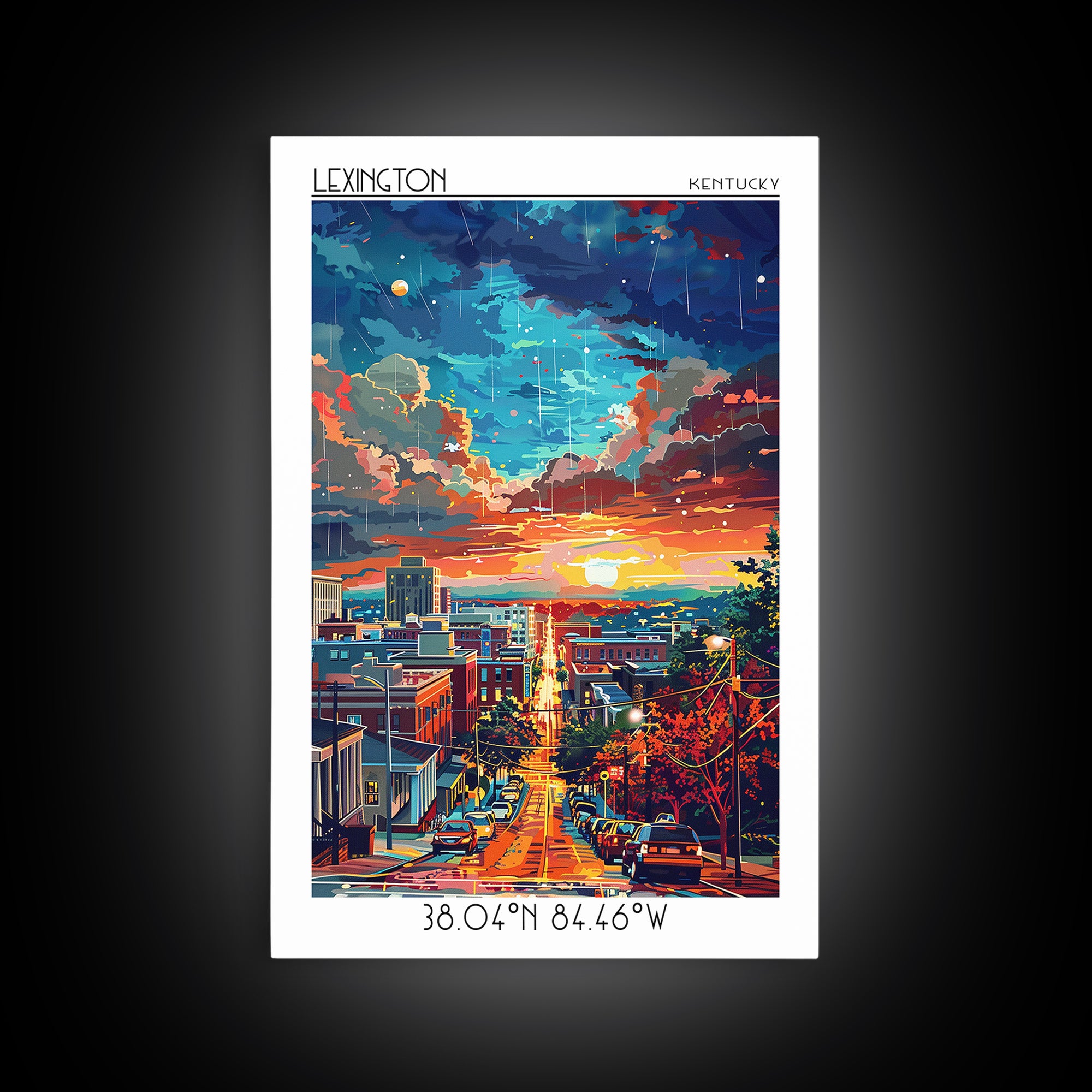 Lexington Travel Poster, Canvas Print, City Travel Poster, Vintage City Poster, Art Print, Living Room Wall Art, Retro Travel Poster