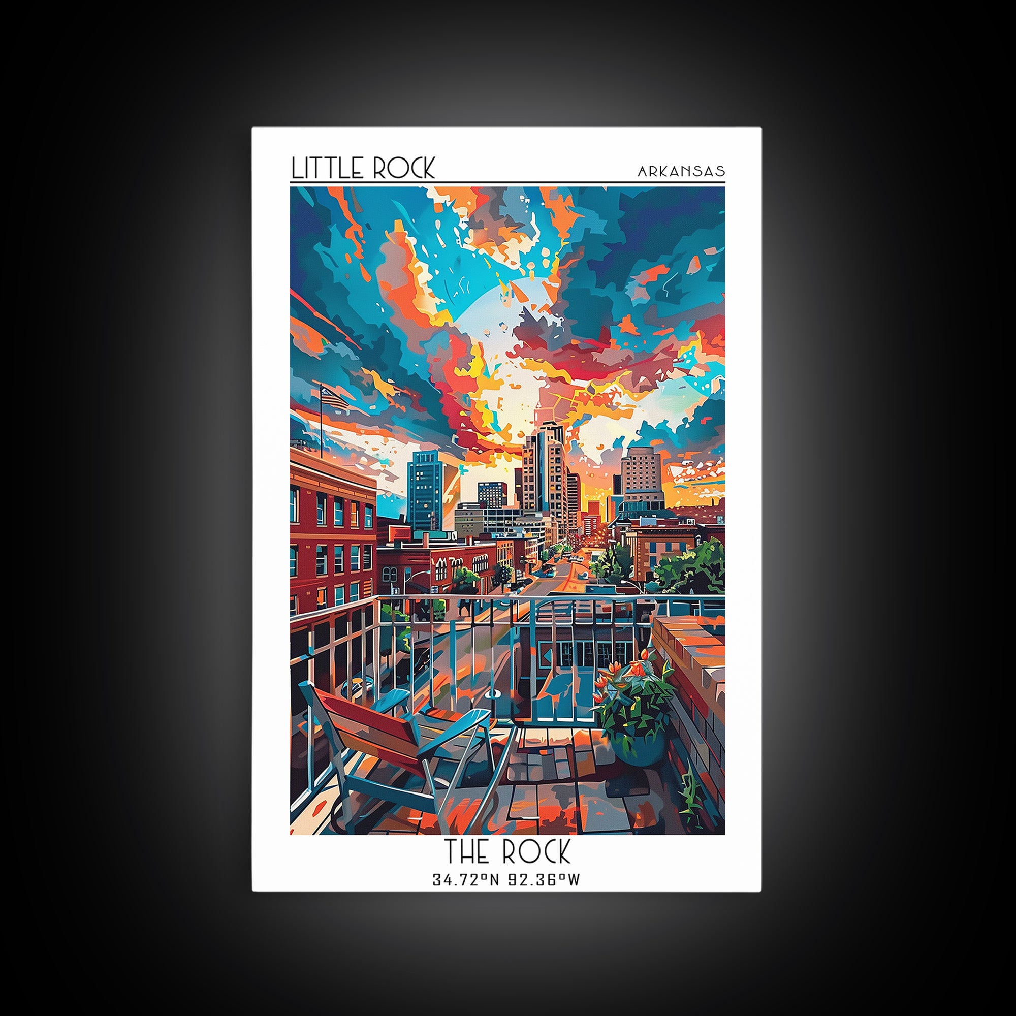 Little Rock Travel Poster, Canvas Print, Vintage Travel Print, City Wall Art, Vintage Travel Art, Wanderlust Gift, Minimalist Poster