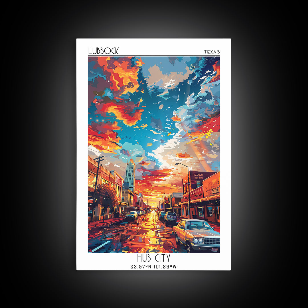 Lubbock Travel Poster, Canvas Print, City Art Print, Travel Wall Art, Poster Art, Art Print, City Travel Poster, Retro Travel Poster