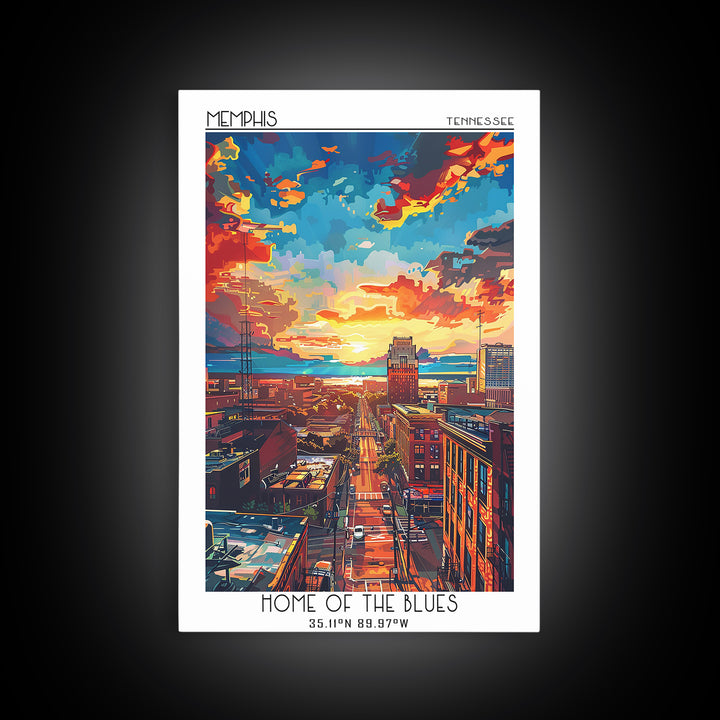 Memphis Travel Poster, Framed Canvas Print, City Travel Poster, Travel Wall Art, Vintage Travel Print, Travel Prints, Retro Wall Art