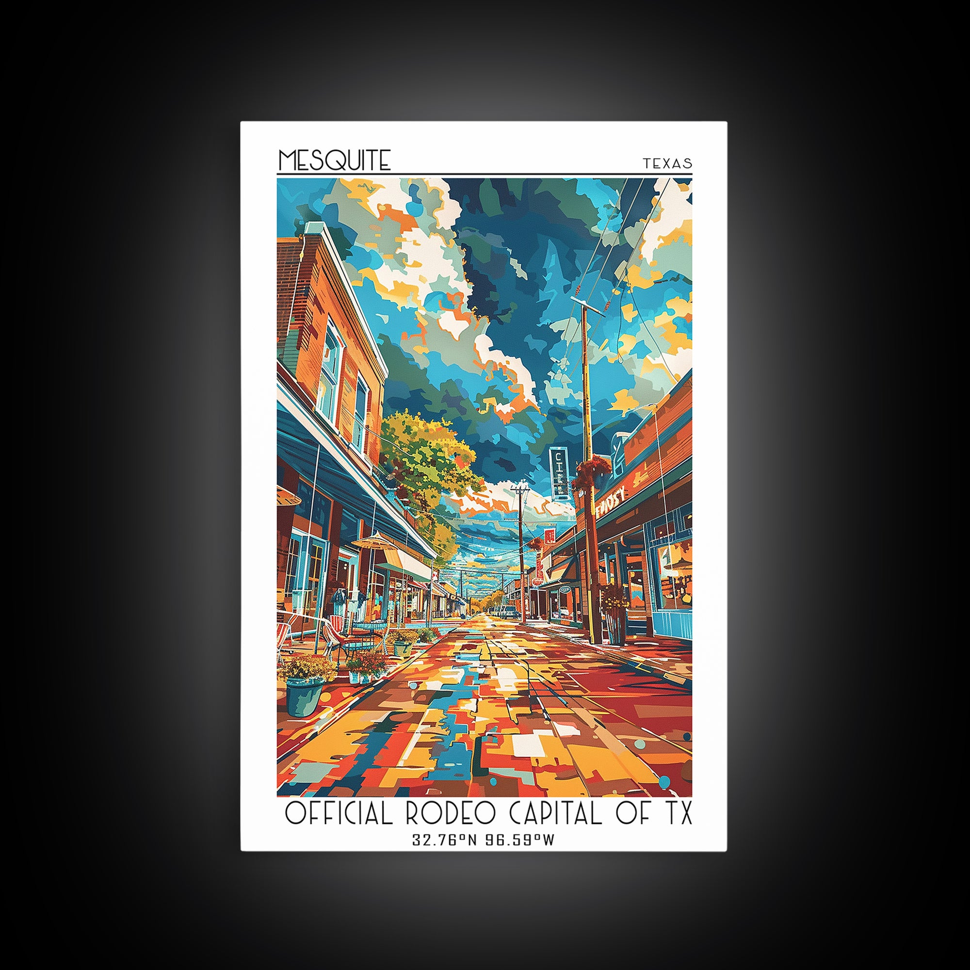 Mesquite Travel Poster, Canvas Print, Retro Wall Art, Travel Print, Travel Posters, City Illustration, City Wall Art, City Art Print