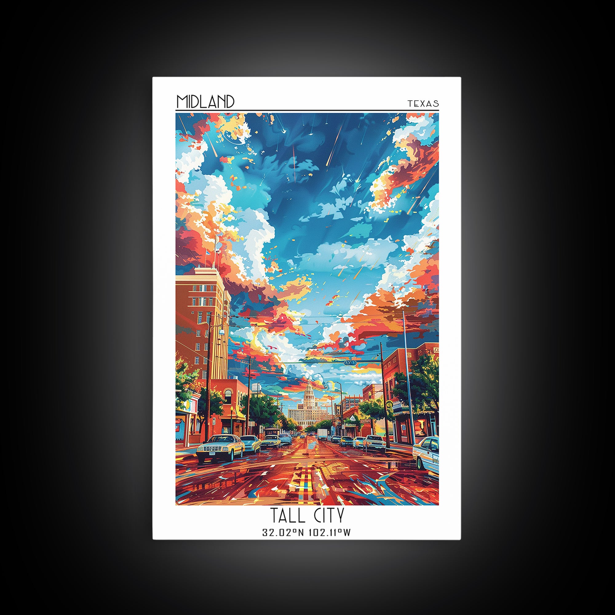 Midland Travel Poster, Framed Canvas Print, Retro Travel Poster, City Wall Art, Vintage Poster, Fine Art Print, Vintage Travel Print