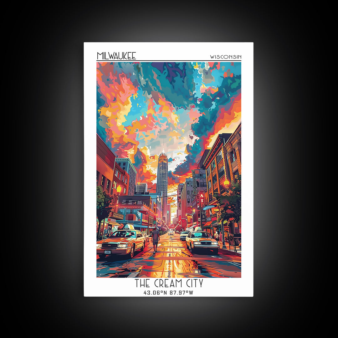Milwaukee Travel Poster, Canvas Print, Retro Wall Art, Travel Print, Modern Wall Decor, Poster Art, Poster Print, City Travel Poster
