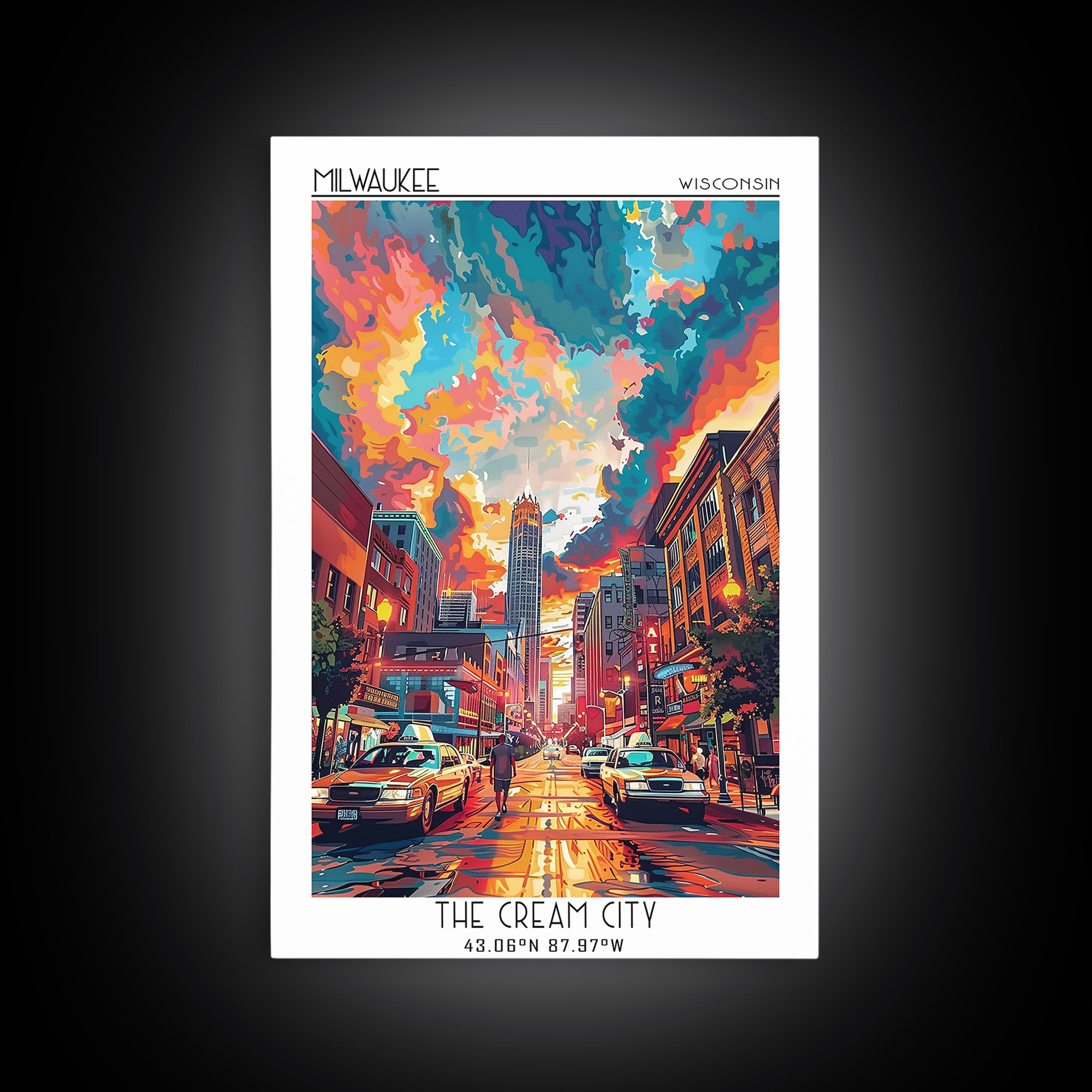 Milwaukee Travel Poster, Canvas Print, Retro Wall Art, Travel Print, Modern Wall Decor, Poster Art, Poster Print, City Travel Poster