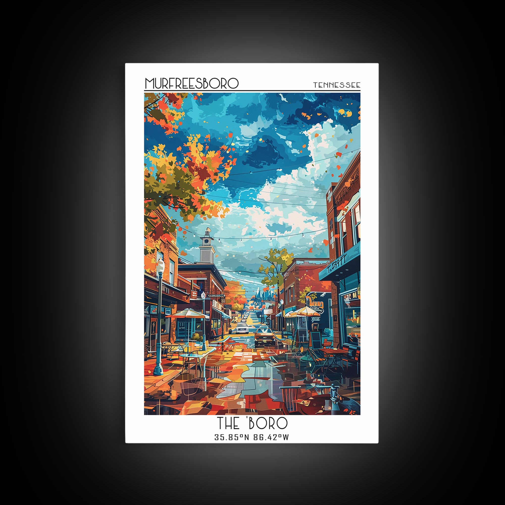 Murfreesboro Travel Poster, Framed Canvas Print, Travel Art Print, Modern Wall Decor, Art Print, City Wall Art, Living Room Wall Art