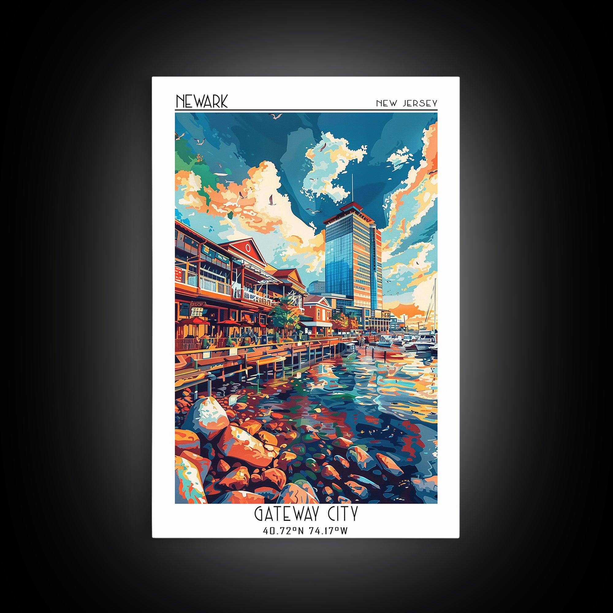 Newport News Travel Poster, Framed Canvas Print, Retro Travel Poster, City Wall Art, Travel Prints, City Art Print, Travel Art Print