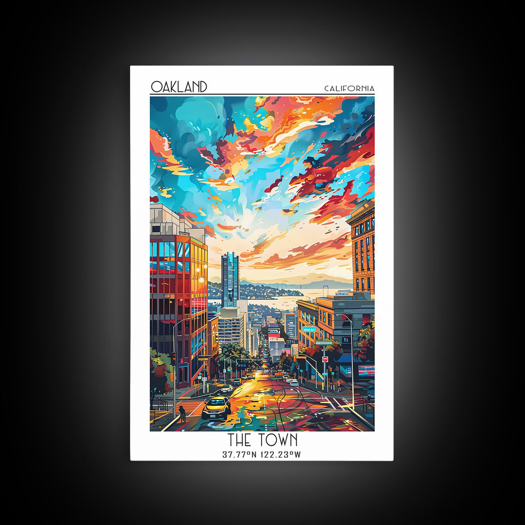 Oakland Travel Poster, Framed Canvas Print, City Art Print, Travel Wall Art, Vintage Travel Art, Living Room Wall Art, Travel Prints