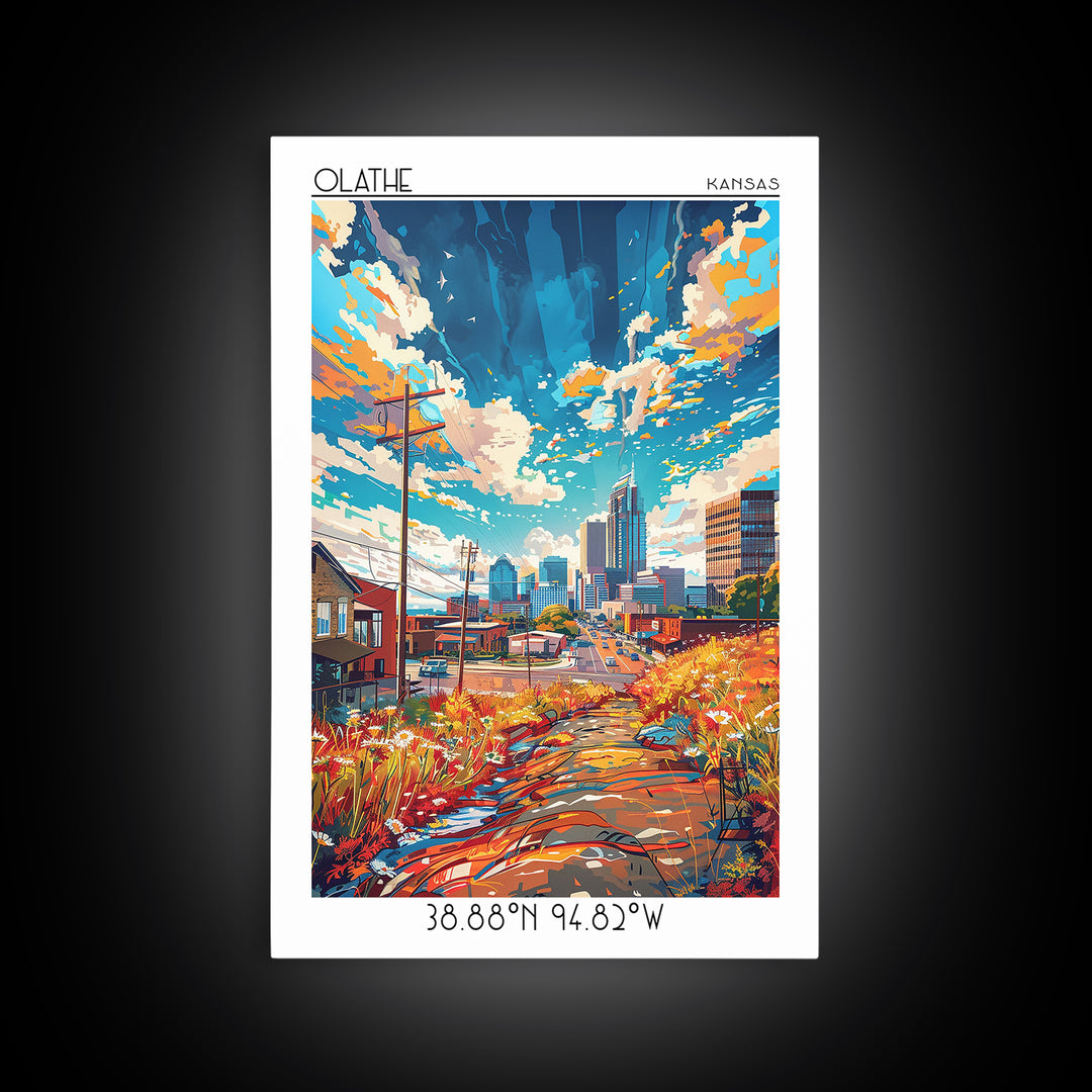 Olathe Travel Poster, Framed Canvas Print, Travel Wall Art, City Wall Art, Retro Travel Poster, Vintage Travel, Mid Century Wall Art