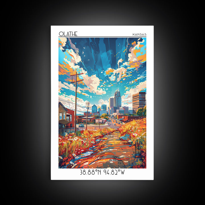 Olathe Travel Poster, Framed Canvas Print, Travel Wall Art, City Wall Art, Retro Travel Poster, Vintage Travel, Mid Century Wall Art