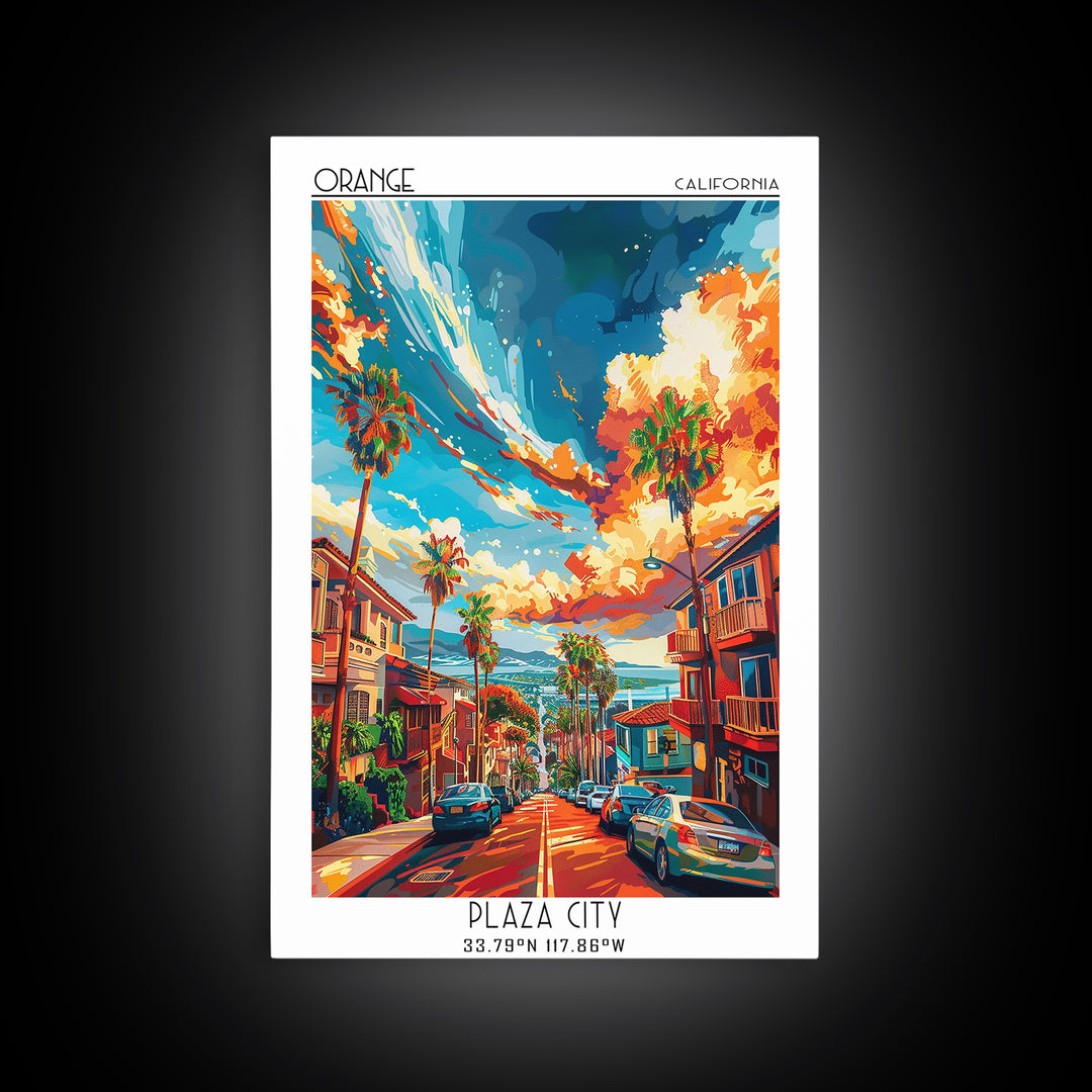 Orange Travel Poster, Canvas Print, Travel Prints, Landscape Art, Gallery Wall Set, Travel Posters, Travel Print, City Travel Poster